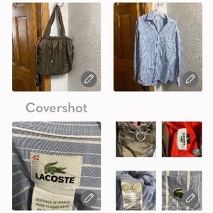 LaCoste button-up💯% cotton🐊pocket sz42+Hobo Bag  & keychain